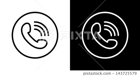 Phone Call Line Icon Set. Communication, Connectivity, And Telecommunication Outline Symbol Collection. Dual Tone Design For Mobile Apps And Customer Support. Isolated Vector Illustration 143725579