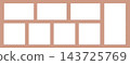 White fabric swatch samples in square and rectangular shapes with zigzag pinked edges, realistic blank textile mockup set for sewing, tailoring, fashion catalog, upholstery and material presentation 143725769