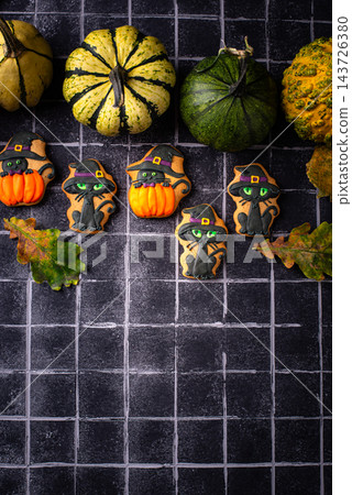 Halloween cookies in shape of black cat Halloween cookies in shape of black cat 143726380
