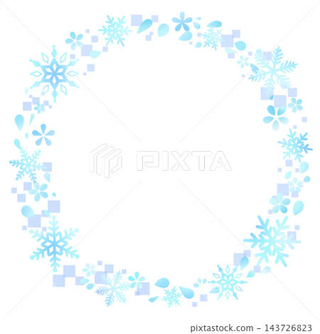 圓形邊框，飾以藍色雪花 143726823