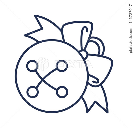 Bauble With Ribbon Line Art 143727047