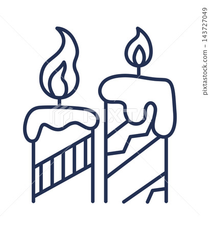 Candle Duo Burning Line Art 143727049