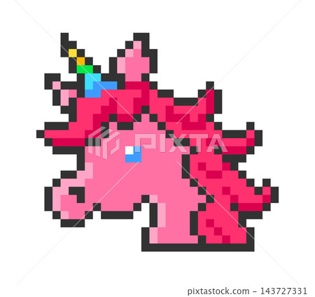 Unicorn Head Pixel Game Style Unicorn Head Pixel Game Style 143727331