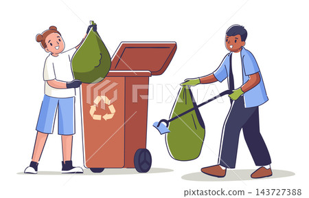 Recycling Team Cleaning Up Cartoon Recycling Team Cleaning Up Cartoon 143727388