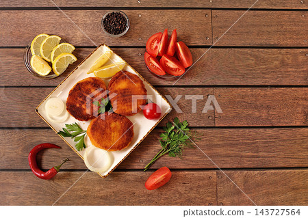 Soy meat patties,vegetarian and vegan food, containing no meat products. Preparation of wholesome, gourmetstyle meals, promoting healthy eating. menu for cafe , banner for fastfood establishment. 143727564