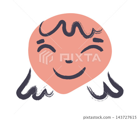 Smiley Face Laughing Crayon Style 143727615