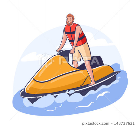 Jetski Rider Cruising Cartoon Jetski Rider Cruising Cartoon 143727621