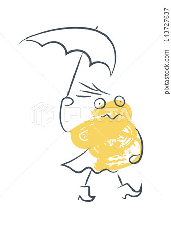 Monster Walking With Umbrella Doodle Monster Walking With Umbrella Doodle 143727637
