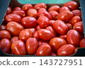Delicious red tomatoes in Summer tray market agriculture farm full of organic. Fresh tomatoes, It can be used 143727951