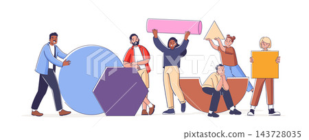 Team Building With Geometric Shapes Cartoon Team Building With Geometric Shapes Cartoon 143728035