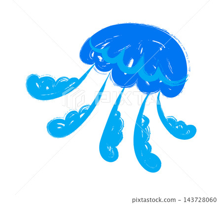 Jellyfish Swimming Crayon Style 143728060