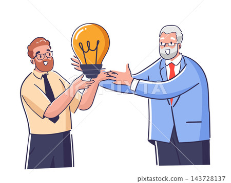 Lightbulb Handover Teamwork Cartoon Lightbulb Handover Teamwork Cartoon 143728137