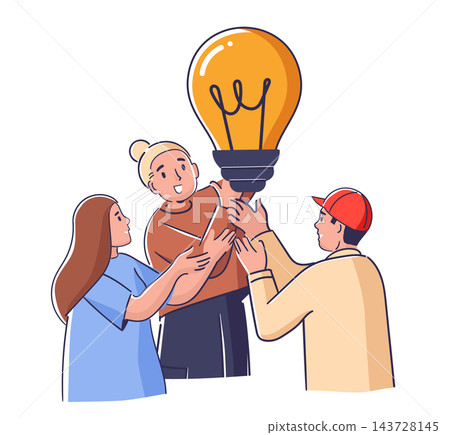 Lightbulb Teamwork Brainstorm Cartoon Lightbulb Teamwork Brainstorm Cartoon 143728145