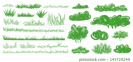 Bushes And Grass Crayon Scribble Doodle 143728249