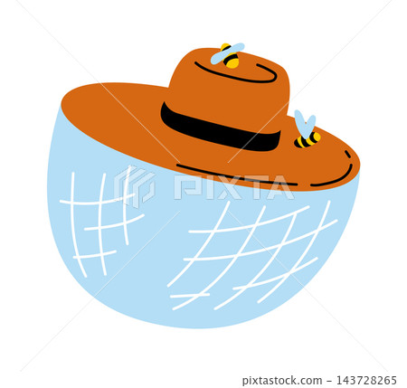 Beekeeping Hat With Veil Cartoon Beekeeping Hat With Veil Cartoon 143728265