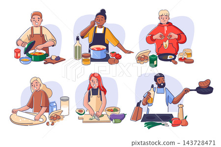 Chef Cooking At Home Cartoon Chef Cooking At Home Cartoon 143728471