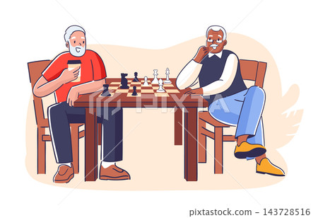 Chess Friends Playing Board Game Cartoon Chess Friends Playing Board Game Cartoon 143728516