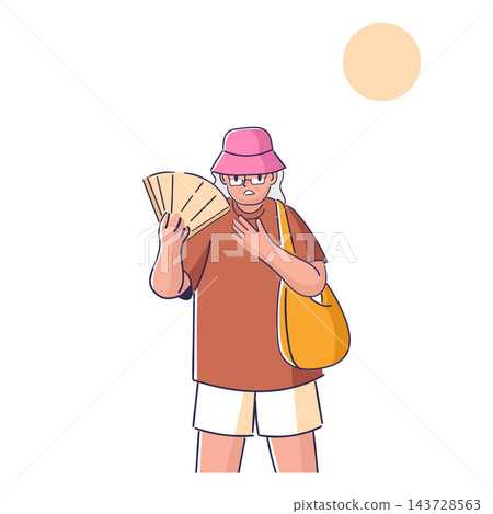 Tourist Fanning In Heat Cartoon Tourist Fanning In Heat Cartoon 143728563