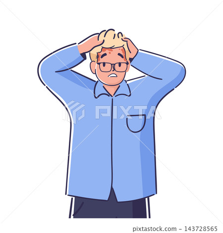 Man Stress Holding Head Cartoon Man Stress Holding Head Cartoon 143728565