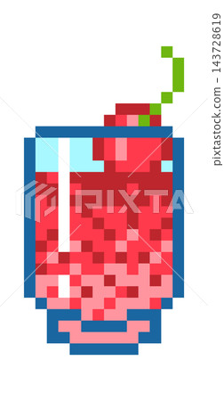 Cocktail With Cherry Pixel Art Cocktail With Cherry Pixel Art 143728619