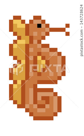 Seahorse Side View Pixel Art 143728624