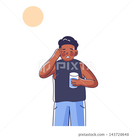 Man Dehydrated Under Sun Cartoon Man Dehydrated Under Sun Cartoon 143728648