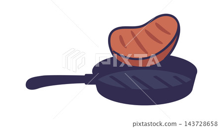 Steak Flipping In Skillet Cartoon Steak Flipping In Skillet Cartoon 143728658