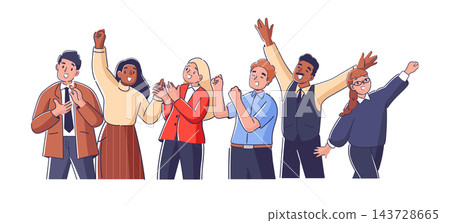 Team Celebrating Success Cartoon Team Celebrating Success Cartoon 143728665
