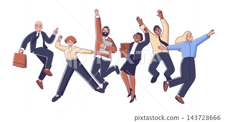 Team Celebration Jumping Cartoon Team Celebration Jumping Cartoon 143728666