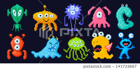 Monster Characters Set Pixel Art Monster Characters Set Pixel Art 143728667