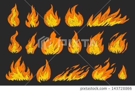 Flame Set Burning Sketch Flame Set Burning Sketch 143728866