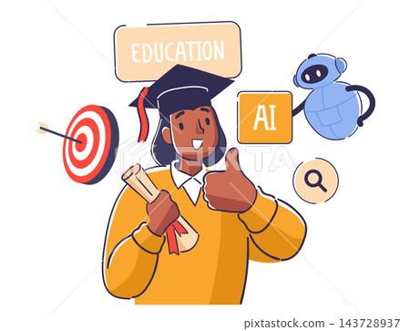 Graduate Thumbs Up With Diploma Cartoon Graduate Thumbs Up With Diploma Cartoon 143728937