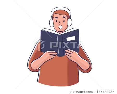 Reader Enjoying Book With Headphones Reader Enjoying Book With Headphones 143728987