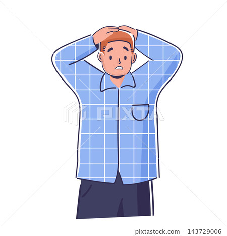 Man Holding Head Worried Cartoon 143729006
