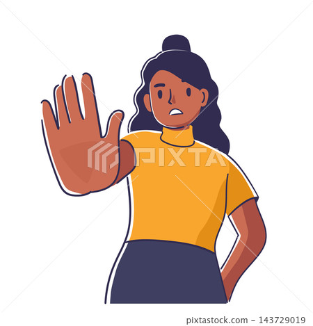 Woman Hand Stop Gesture Cartoon Woman Hand Stop Gesture Cartoon 143729019