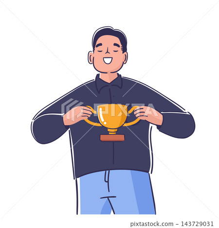 Trophy Winner Holding Cup Cartoon Trophy Winner Holding Cup Cartoon 143729031