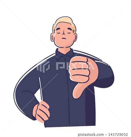 Man Showing Thumbs Down Gesture Cartoon Man Showing Thumbs Down Gesture Cartoon 143729032