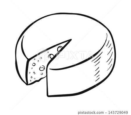 Cheese Wheel Slice Cut Line Art Cheese Wheel Slice Cut Line Art 143729049