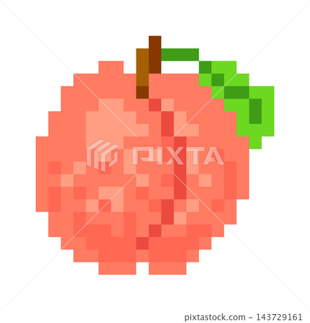 Peach With Leaf Pixel Art Peach With Leaf Pixel Art 143729161