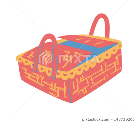 Picnic Basket With Lid Hand Drawn Picnic Basket With Lid Hand Drawn 143729205