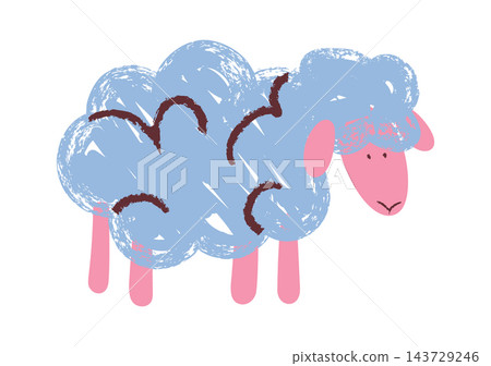 Sheep Standing Crayon Doodle Sheep Standing Crayon Doodle 143729246