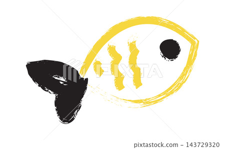 Fish Swimming Brush Stroke Logo Fish Swimming Brush Stroke Logo 143729320