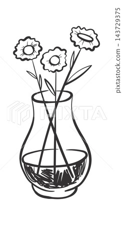 Flower Vase Line Art Sketch Flower Vase Line Art Sketch 143729375