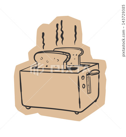 Toaster With Toast Line Art Toaster With Toast Line Art 143729385