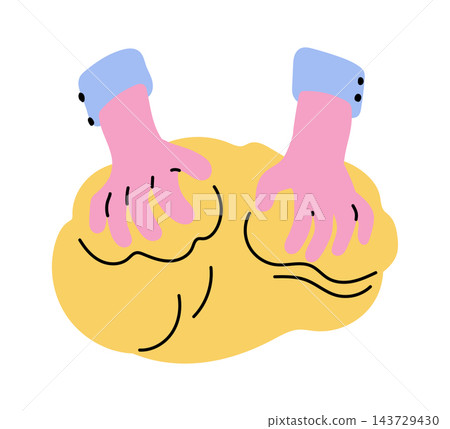 Dough Kneading Hands Cartoon Dough Kneading Hands Cartoon 143729430