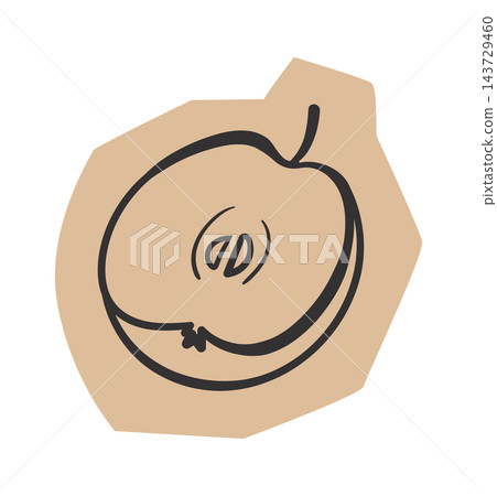 Peach Slice Line Art Emblem Peach Slice Line Art Emblem 143729460