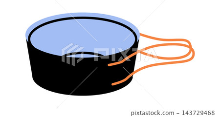 Camping Pot With Foldable Handle Cartoon Camping Pot With Foldable Handle Cartoon 143729468