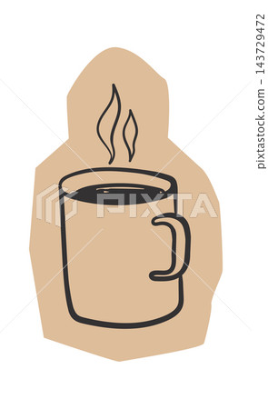 Coffee Mug With Steam Line Art Coffee Mug With Steam Line Art 143729472