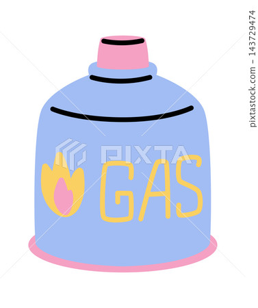 Gas Canister Camping Gear Cartoon 143729474