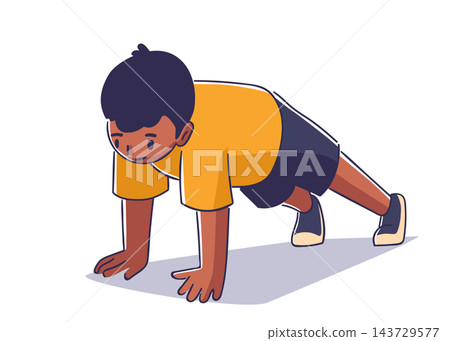 Boy Doing Push Up Cartoon Boy Doing Push Up Cartoon 143729577